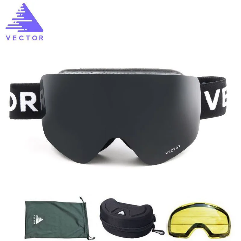 Векторные брендовые лыжные очки с двойными линзами UV400, противотуманные женские и мужские очки для сноуборда, лыжного спорта, снежные очки с дополнительными линзами - Цвет: Color 7 n Lens Case