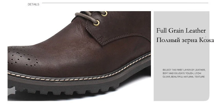 Tauntte Winter Cow Leather Ankle Boots Men Retro Bullock Carving Flower Martin Boots botines hombre bota masculina erkek bot -