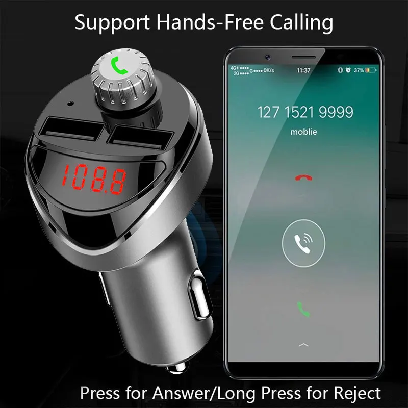 Vehemo 3.1A fm-передатчик двойной USB TF карта громкой связи для автомобиля Комплект Смарт Музыка стерео для MP3-плеера