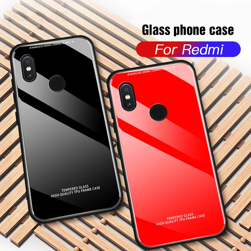 

Luxury Tempered Glass Soft Silicone For Xiaomi Redmi Note7 Note5 6 Pro redmi7 7A K20 Pro xiaomi9 9SE Shockproof Hard Phone Cover