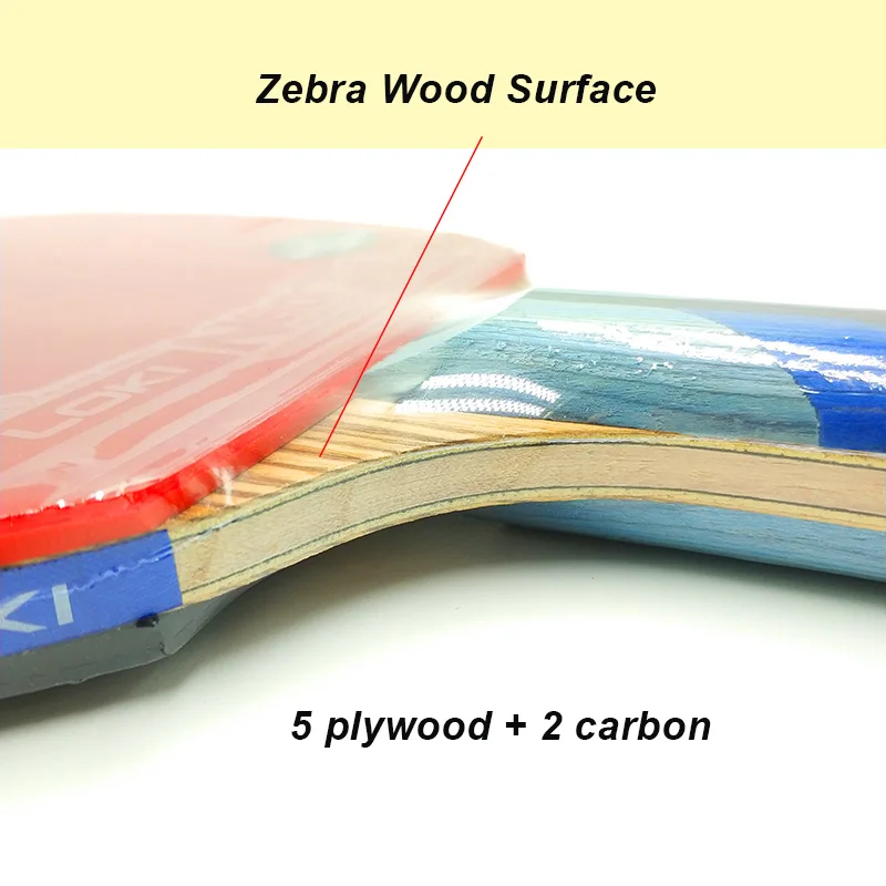 وكي 5 ستار زيبرا الخشب الكربون تنس طاولة مضرب المهنية بينغبونغ بات سريع هجوم بينغ بونغ مضرب مع حقيبة