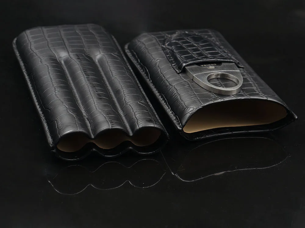 Кожаный чехол Держатель Cohiba для сигар 3 трубки Humidor с набором резцов|humidor|humidor