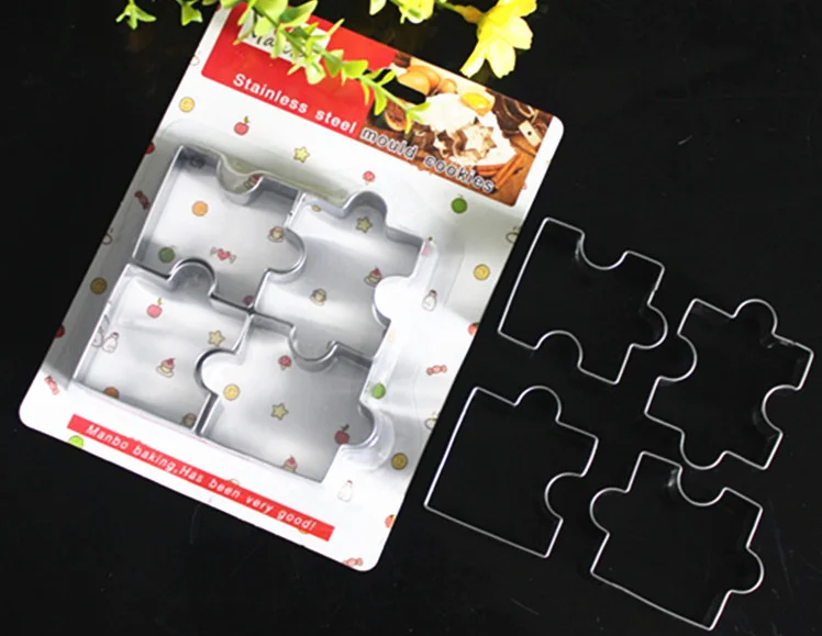 

Stainless Steel Puzzle Piece Cookie Cutter 4pcs/set Cake Frame Mold Pastry Biscuit Fondant Sugarcraft Baking Tools Accessories