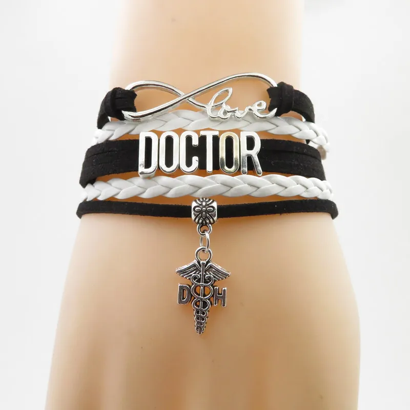 MD Medical Doctor Caduceus and Doctors Bag Silver Charm Bracelet Expan -  Jules Obsession