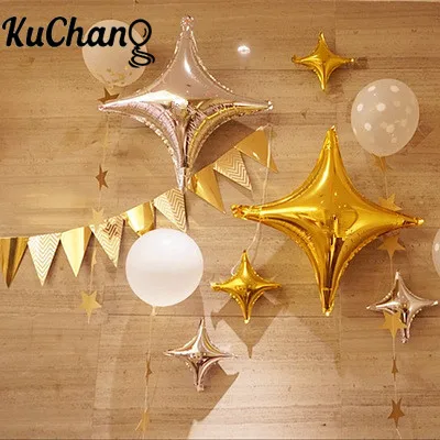 

50pcs 26inch Rose Gold Four-pointed Star Foil Balloons Birthday Party Wedding Decor Baby Shower Valentine's Day Supplie Adult