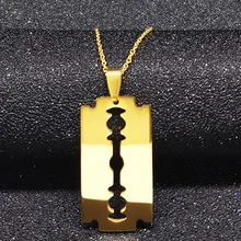 2017 Cool Razor Blades Stainless Steel Necklaces Men Jewelry Hight Quality Shaver Shape Necklaces Pendants Free