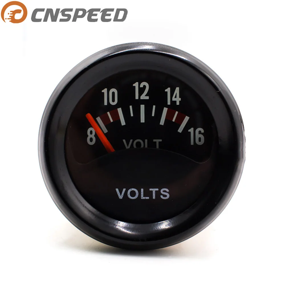 CNSPEED 2"52mm 8 16V Auto Voltage Gauge Volts Black Face mechanical Car