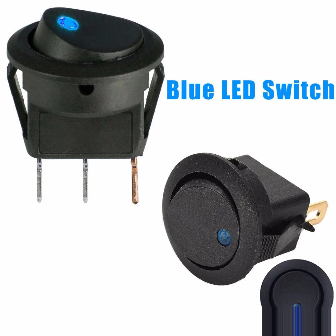 20Pcs Pushbutton Switch ON/OFF Round Rocker Switch LED Illuminated Car Dashboard Dash Boat Van 12V Waterproof Cap