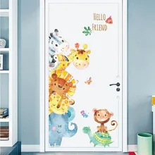 

Handdraw Peeking Animal Wall Sticker Cartoon Mural Decoration Poster Home Decal Diy Art Wallpaper For Kid Room Adesivo De Pared