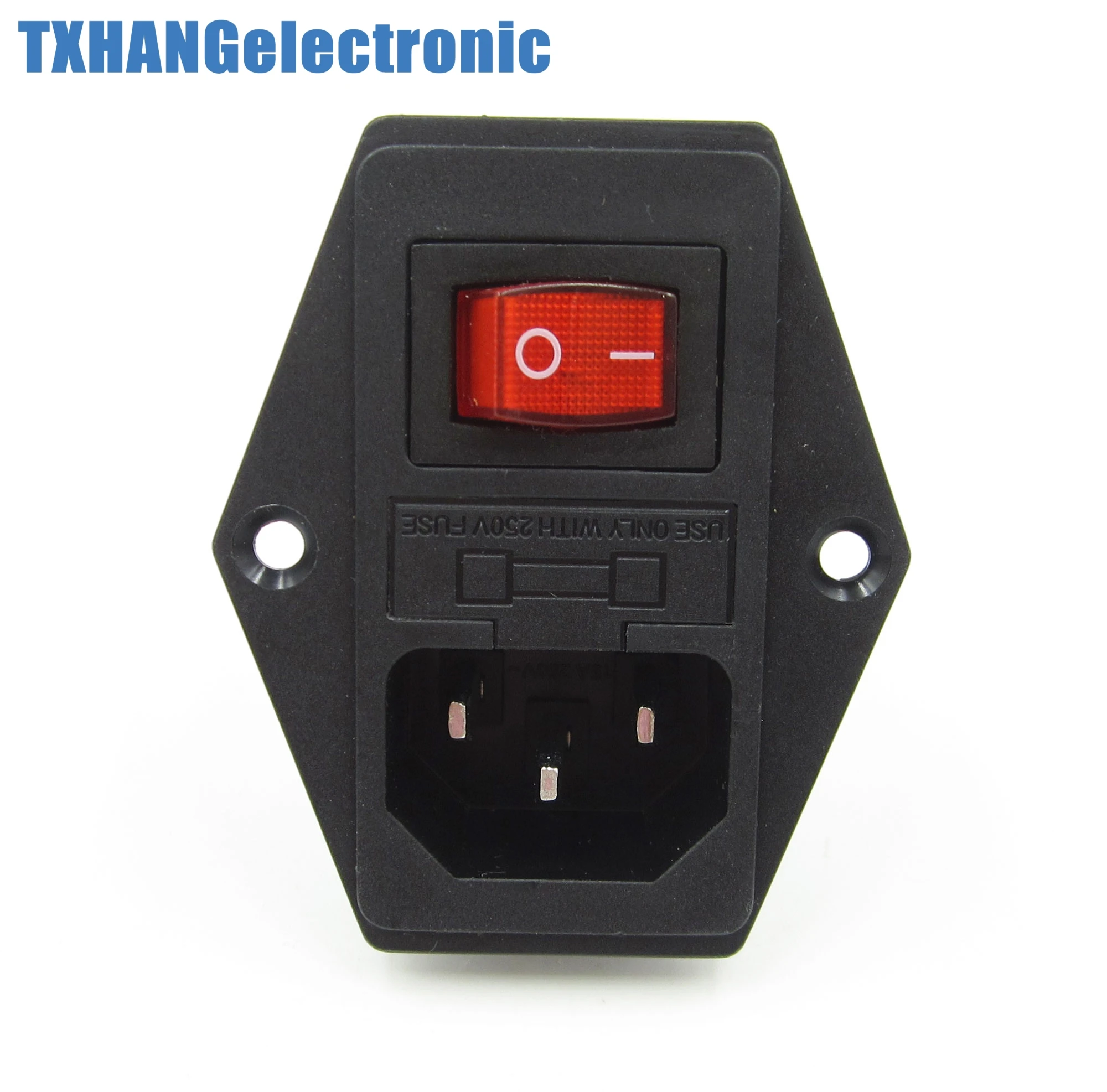 

Black Red AC 250V 10A 3 Terminal Power Socket with Fuse Holder
