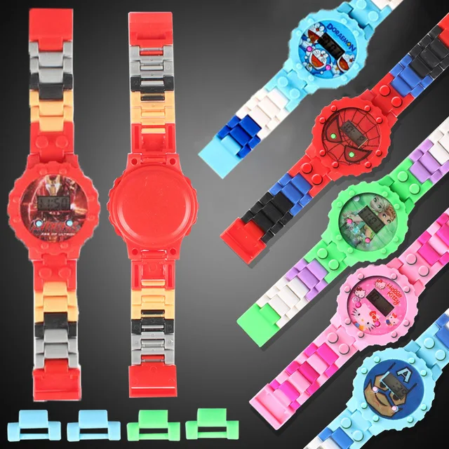 Building Blocks SpiderMan Children Watches DIY Assembly Cartoon Child Watch Boys Building Blocks SpiderMan Children Watches DIY Assembly Cartoon Child Watch Boys