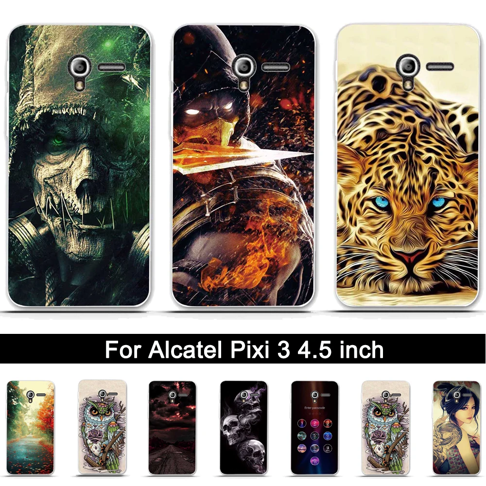 

TPU Case For Alcatel One Touch Pixi 3 4.5" 5017 5017D 5017X 5019D Print Silicone Back Cover For Alcatel Pixi 3 4.5 inch Shells