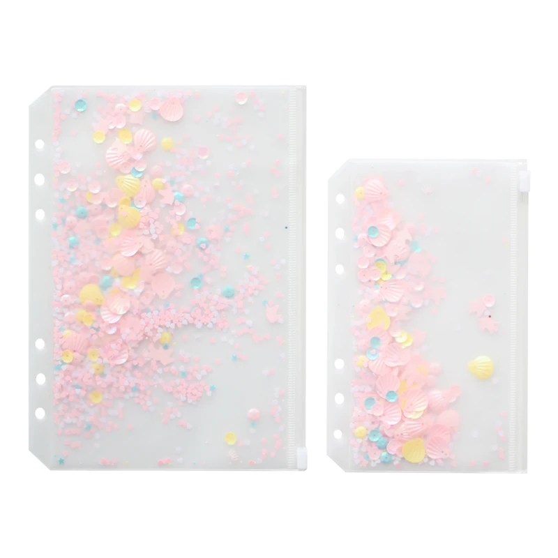 

Creative loose-leaf A5/A6 PVC Zipper Insert Bag Hand Book Album DIY Creative Decorative Glitter Sequins