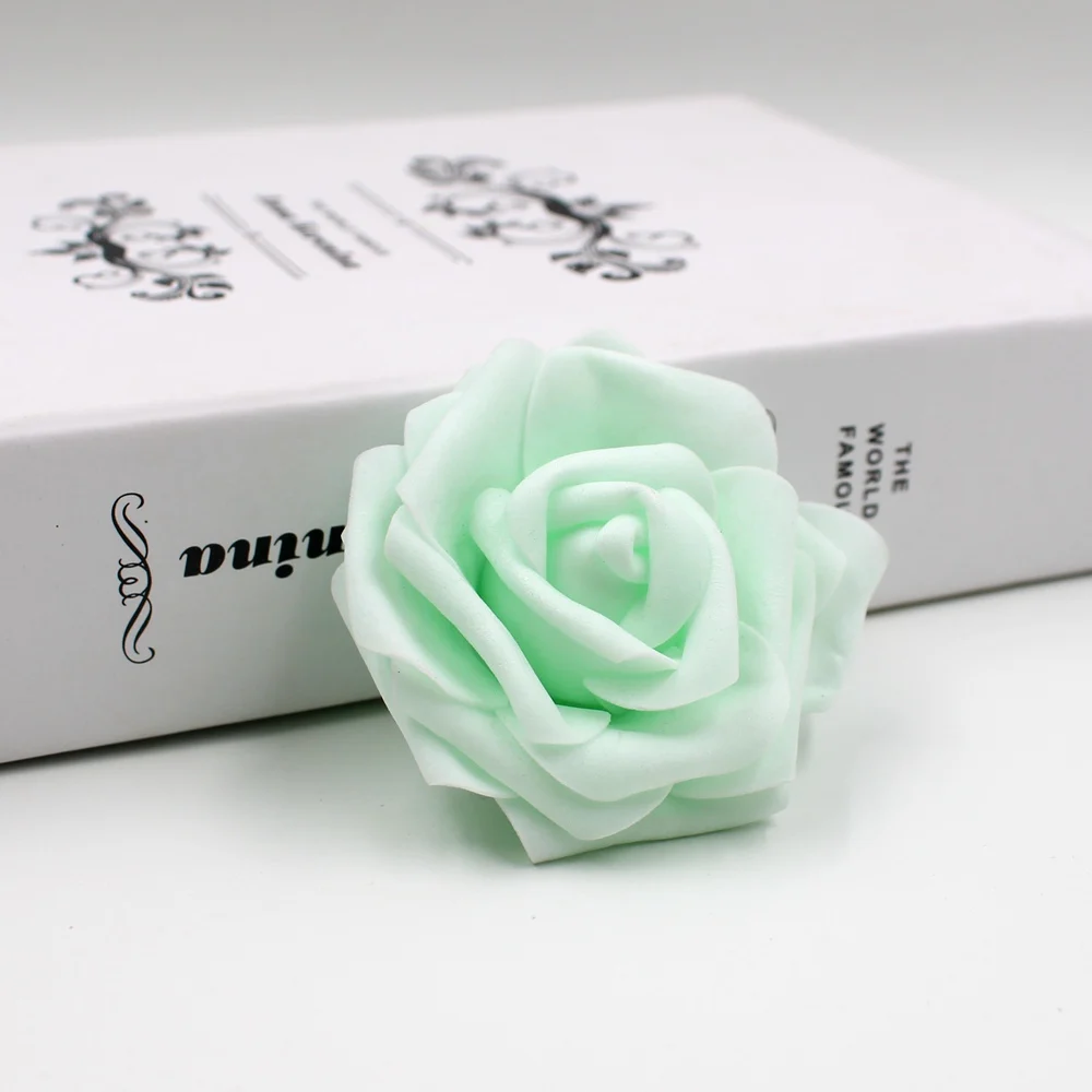 light green 100 шт./лот, 7 см, пена, большие розы, искусственные цветы для свадьбы, дома, Рождества, украшения ручной работы, сделай сам - Цвет: light green