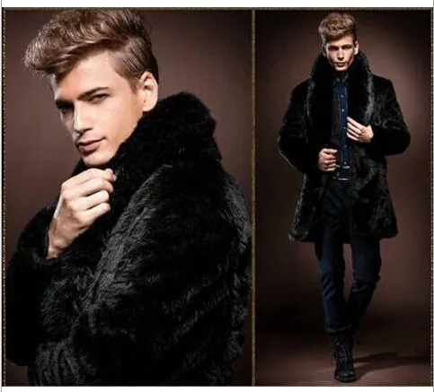 2015 male fur coat upset thick winter long coat men fashion fur collar ...