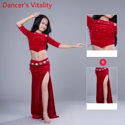 2018 танцора жизнеспособность Новинки для девочек танец живота, длинные юбки комплект Sexy Dancer практика костюм комплект + юбка красный и
