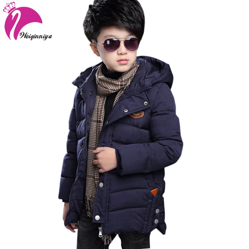 Коллекция года, зимняя детская куртка и пальто для мальчиков, Новое поступление, модная верхняя одежда с капюшоном, детское пуховое пальто хлопковая верхняя одежда с подкладкой для мальчиков