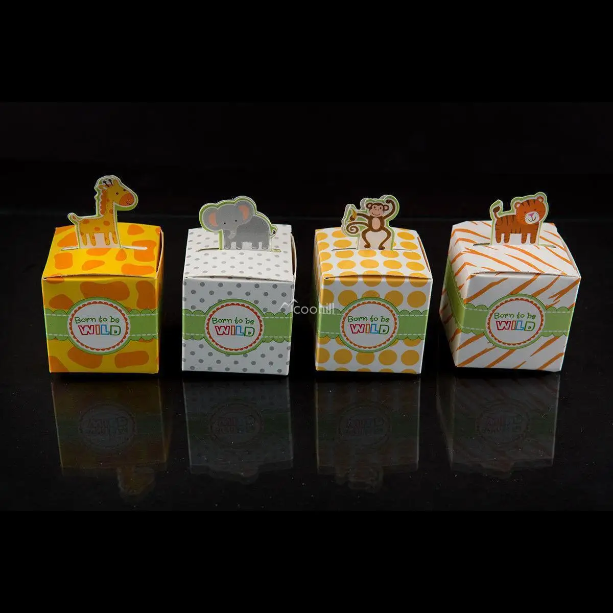 24 Mix Born To Be Wild Jungle Theme Baby shower Favor Candy Boxes Tiger