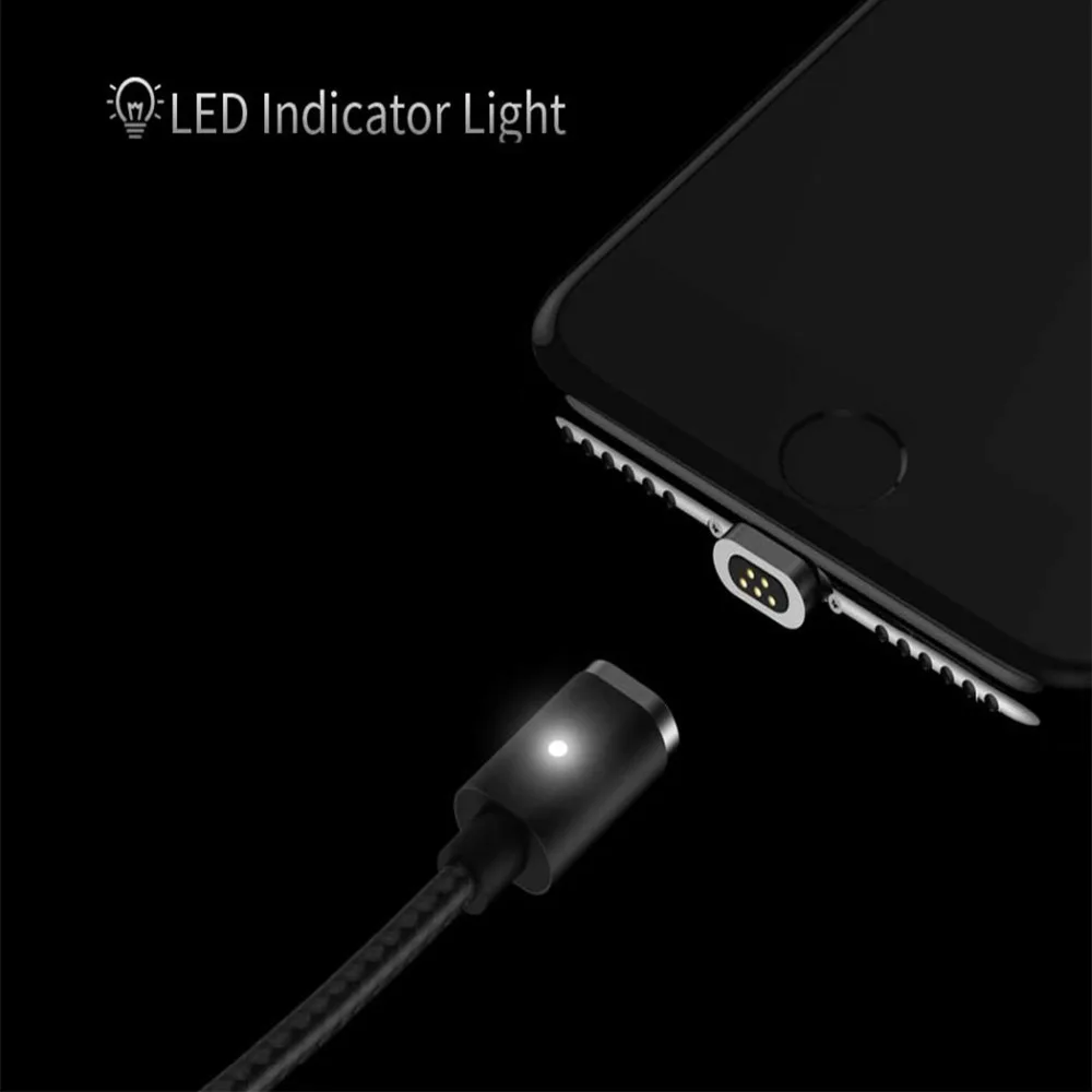 WSKEN المغناطيسي كابل ل فون مصغرة 2 USB المغناطيسي شاحن الهاتف المحمول الكابلات ل فون X 8 7 6 5 لباد مع LED ضوء