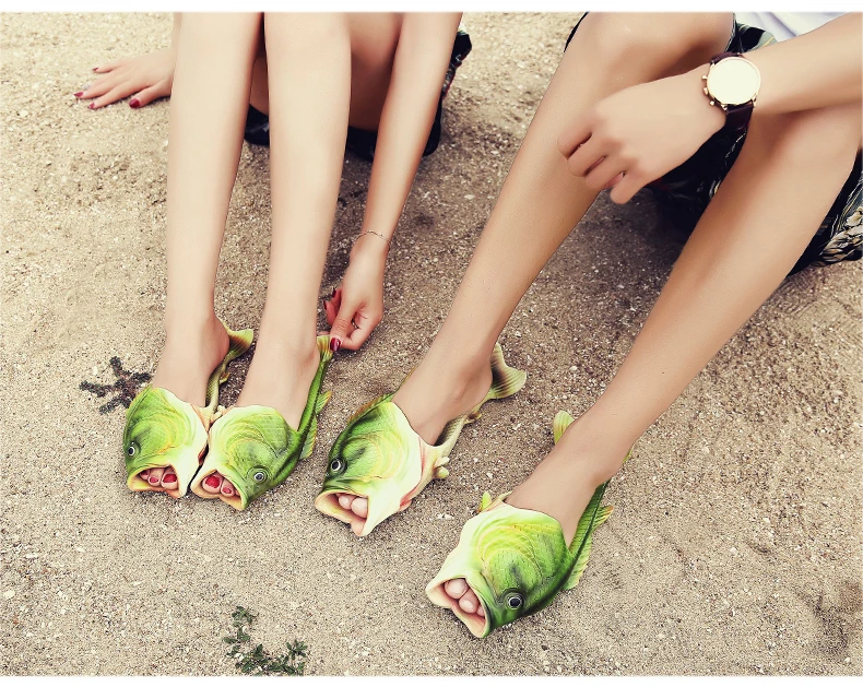 Новинка креативные туфли года пляжные каникулы для мужчин кроссовки легкие женские летние шлёпанцы для женщин Мужская Обувь Сланцы рыба пляжные сандалии
