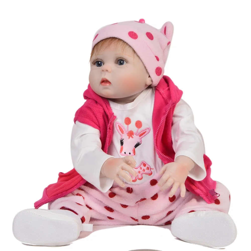Кукла новорожденная виниловая силиконовая 55 см с милым жирафом|Куклы| |