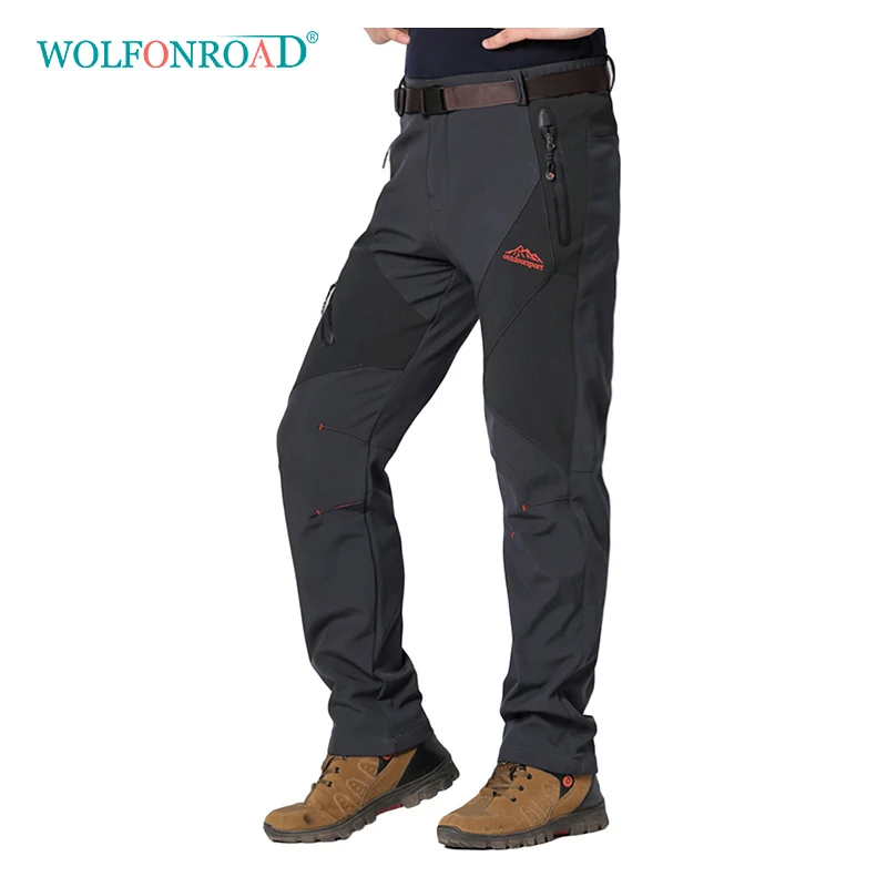 WOLFONROAD New Winter Fleece Thermal Pants Men Waterproof