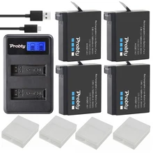 4Pcs Probty AHDBT-401 + LCD USB Dual Charger For Gopro Hero 4 Batteries Go Pro Hero4 bateria AHDBT 401 Action camera Accessories