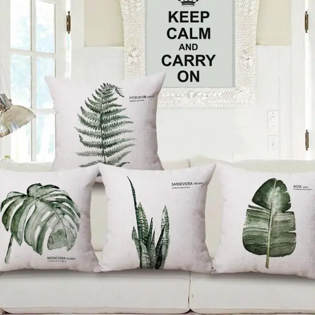 Sofa Chair Backrest Green Leaves Cushion Artificial Plants Palm Sofa Chair Backrest Green Leaves Cushion Artificial Plants Palm Banana Leaf Decor Tropical Throw Pillows For