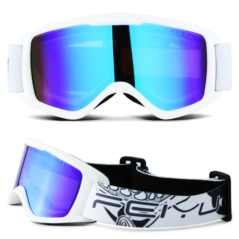 Зимние профессиональные лыжные очки для взрослых и детей, двойные линзы, UV400, анти-туман, защита от солнца, лыжные очки, снежные очки, Gafas, мужские - Цвет: wht kids