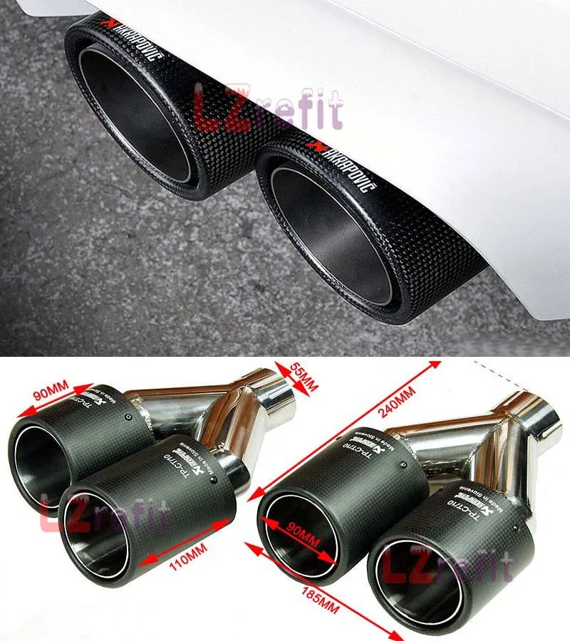 AK Style Real Carbon Fiber Quad Exhaust Muffler Tips Pip For BMW BENZ