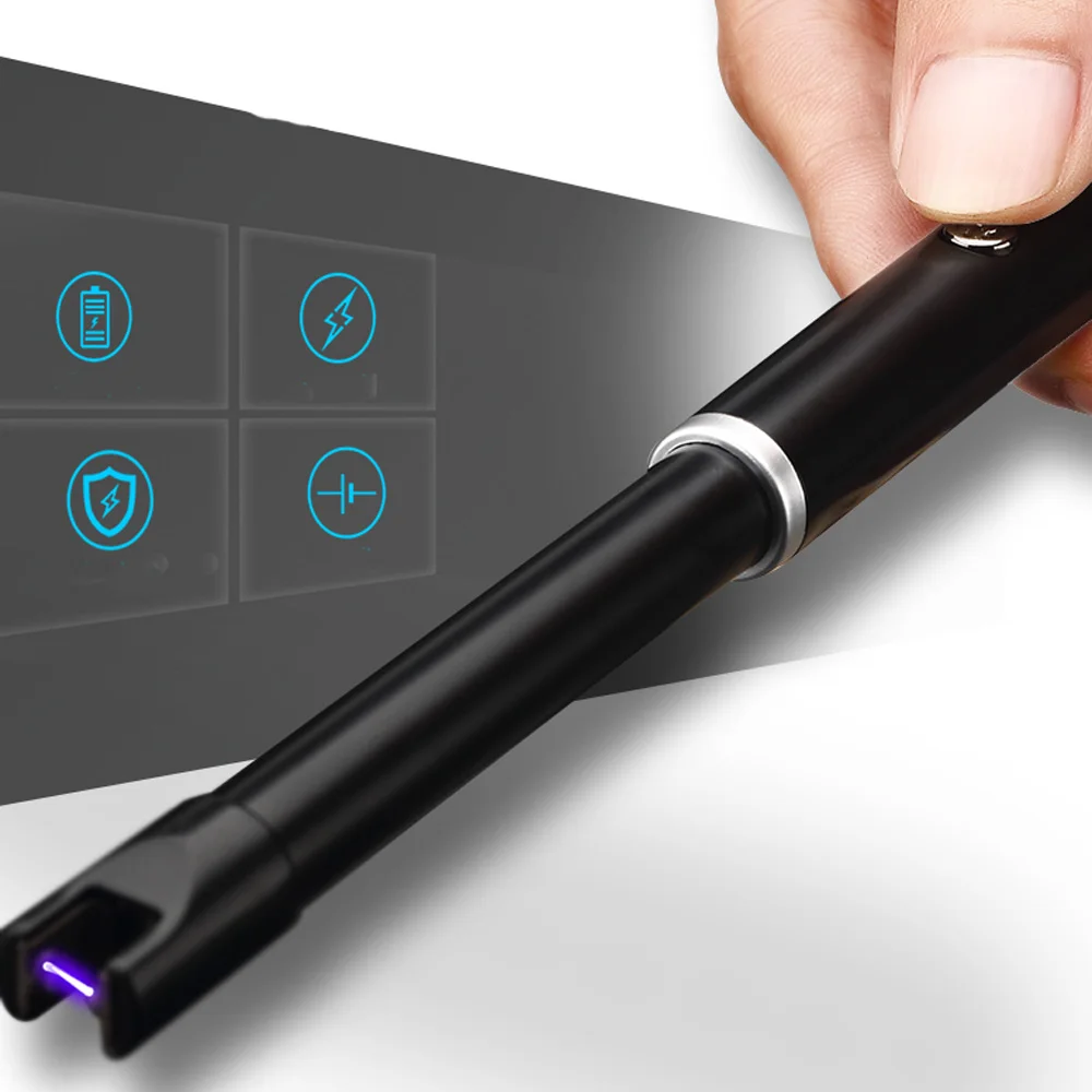 Online 1 PC Rechargeable USB Arc Charging Lighter 360 Rotation Igniter Windproof Long Kitchen Electronic For Household Gas
