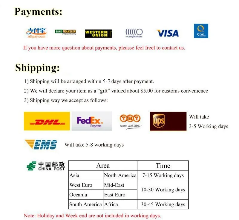 payment and shipping