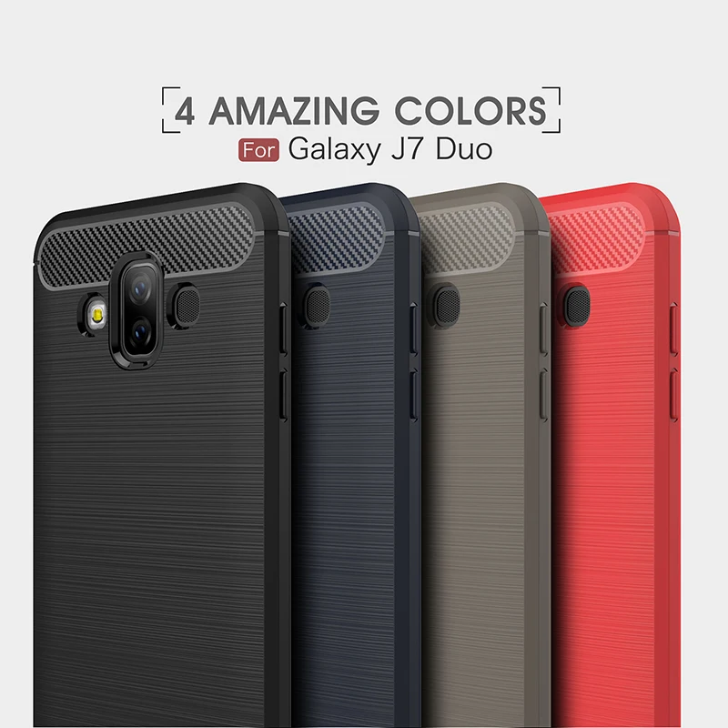 

1Pcs Luxury Mobile Phone Cases for Samsung Galaxy J7 Duo Silicone Drop Protection Gel carbon fiber Soft Shell
