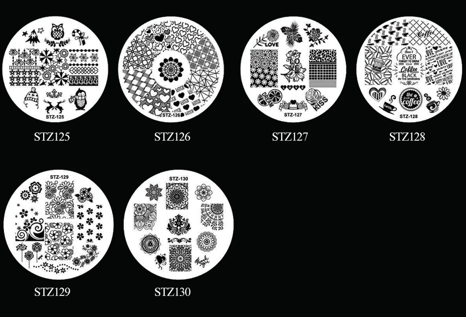 1 шт., штамповочная пластина для ногтей, сделай сам, изображение, круглый шаблон, палитра из нержавеющей стали, для дизайна ногтей, штамп, инструменты для переноса лака, STZ31-55