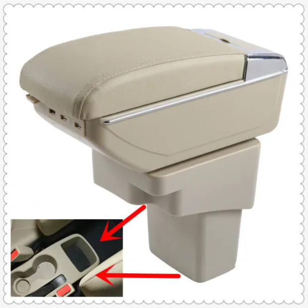 

For Hyundai Solaris armrest box central Store content Storage box with cup holder ashtray USB interface