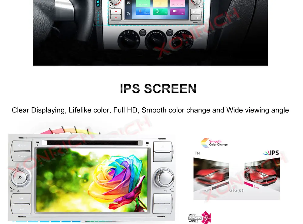 Perfect Car Multimedia Player Android 8.0 Car GPS Navi Autoradio 2 Din 7 Inch For Ford/Mondeo/Focus/Transit/C-MAX/S-MAX/Fiesta 4GB RAM 4