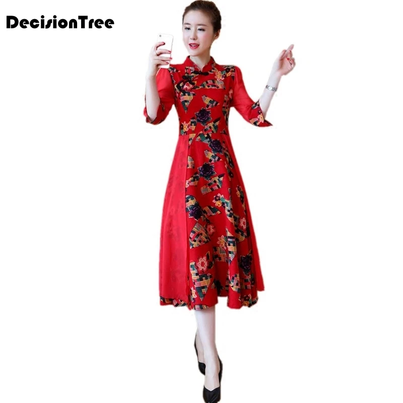 2019 Новое китайское традиционное платье с вышивкой кружева cheongsam женский круглый воротник qipao китайское традиционное платье свадебное