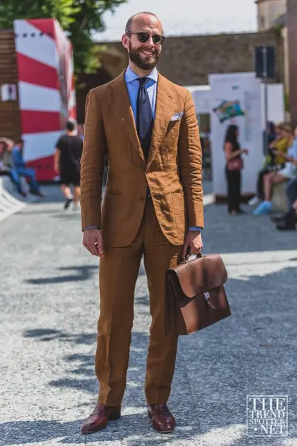 2019 Latest Coat Pant Designs Brown Linen Suits Men Slim Fit Summer