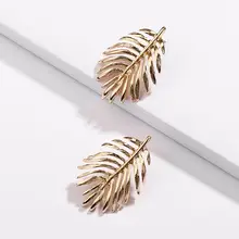 ZWPON модные серьги из цинкового сплава монстеры в виде листьев для женщин, ювелирные изделия, Золотые серьги с перьями