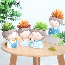 4 шт./лот, европейский стиль, Кучерявая ваза для мальчика, сочные горшки для растений, мини горшок для бонсай, кактус, цветочный горшок, домашние декоративные изделия