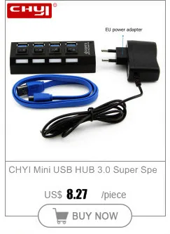 CHYI 4 порта USB3.0 концентратор 4 порта и USB 3,0 разветвитель для SD/TF 5 Гбит/с высокоскоростной кардридер с адаптером питания комбо для ПК ноутбука