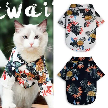 

Pet Cat Clothing Summer Shirt Floral Vest Dog Clothes For Small Medium Dogs Chihuahua French Bulldog Hawaiian Style Beach Outfit