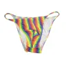 Gay Men's Underwear String Bikini Stripe Nylon Narrow Waist Rainbow Penis Pouch Underwear Men Stripes Swimsuit Fabric 1