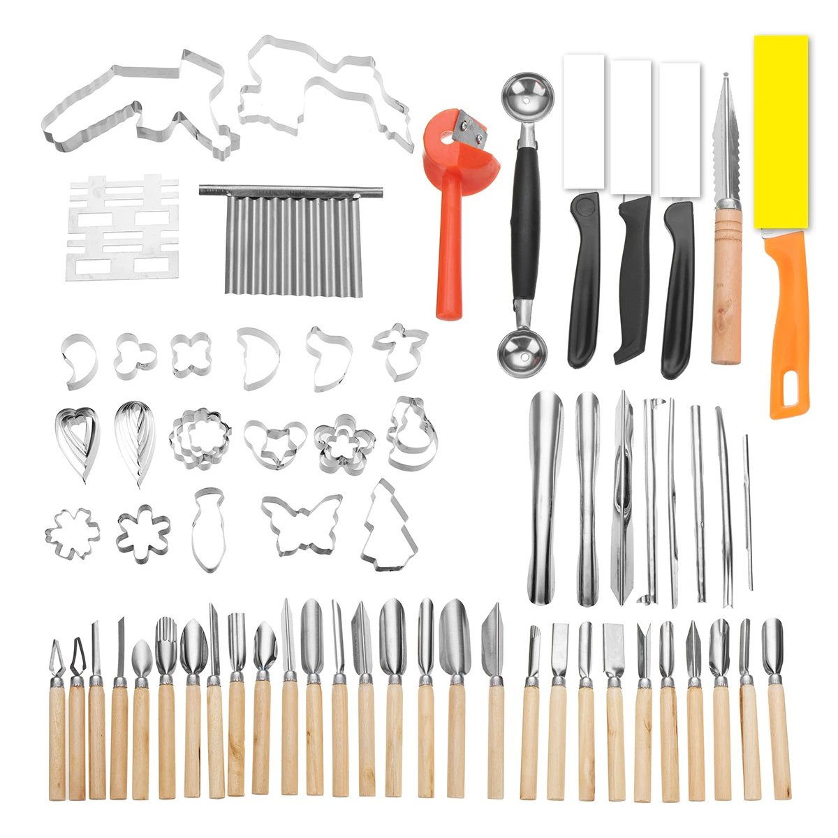 80PCS/Set Kitchen Carving Tool Kit Set with Portable Storage Bag Bakeware Vegetables Food Fruits Cooking Decorating Tools Gadget