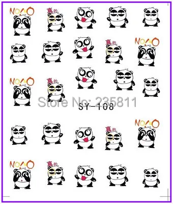 

1X Nail Art Water Transfers Stickers Nail Decals Stickers Water Decal Panda SY108