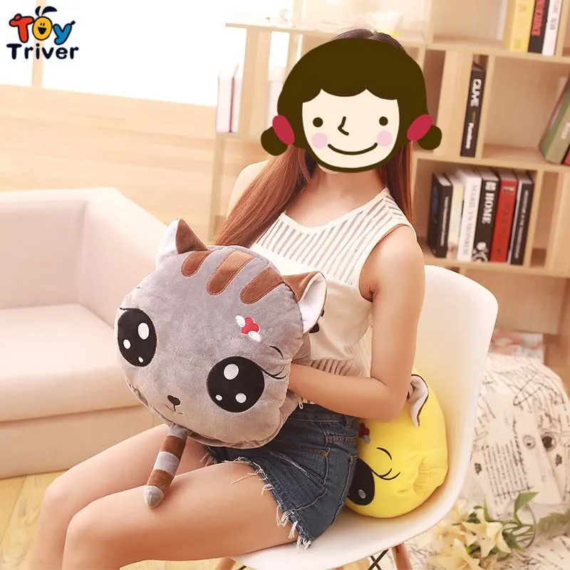 Качество плюшевый Кот Портативный Одеяло Подушка Рука теплая мягкая игрушка