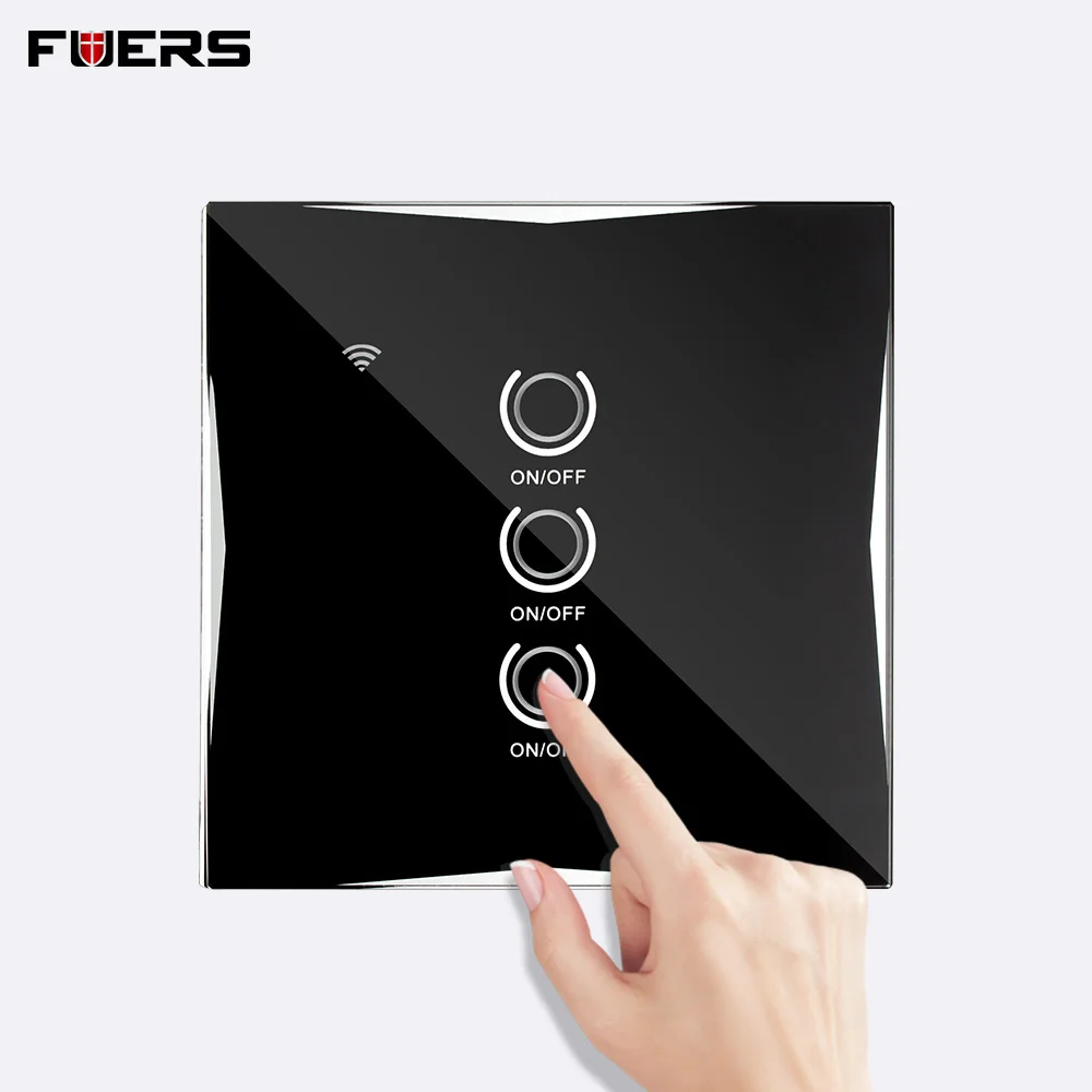 

WiFi Smart Wall Touch Panel Switch Wall Interruptor Pared Home Light 1/2/3 Gang APP Control Google Crystal glass Smart Switch