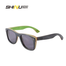 Hecho a mano de Encargo Del Monopatín De Madera Gafas de Marco Diseñador de la Marca gafas de Sol Polarizadas Para Hombres Y Mujeres Gafas de Sol 68004