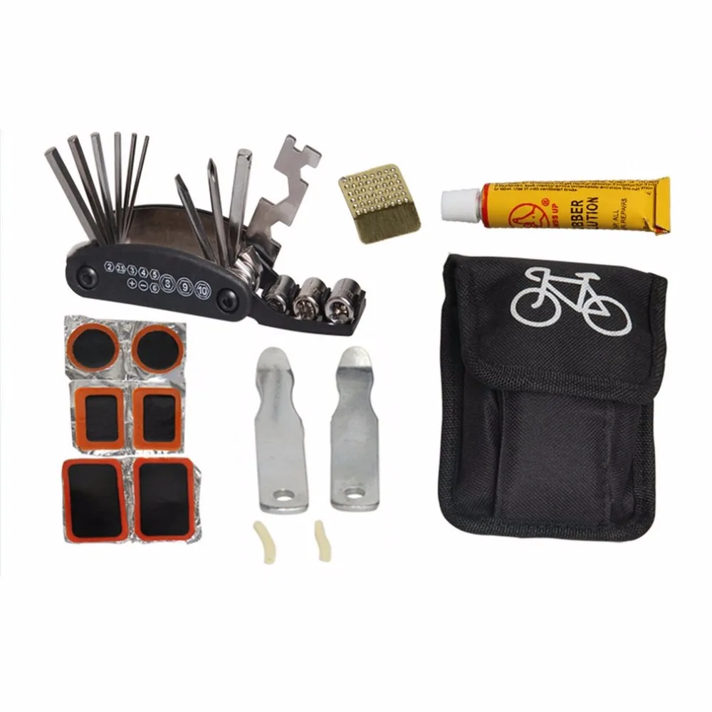Bike Bicycle Tire Repair Tools Kit Set Bag Multitool Cycling Service
