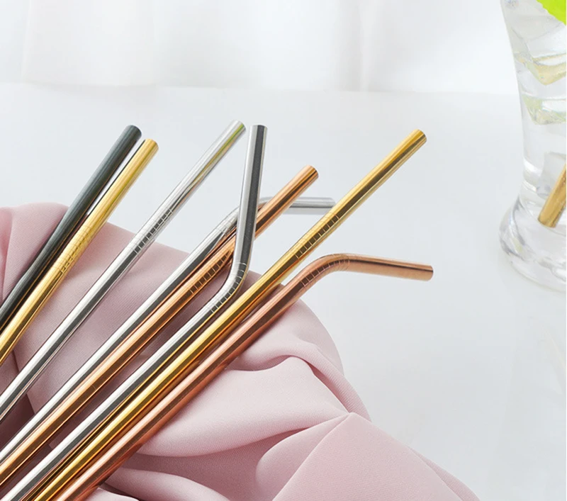 LIYIMENG 4Pcs Reusable Drinking Straw High Quality 304 Stainless Steel Metal Straw with Cleaner Brush For Mugs 20 30oz B3